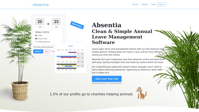 Homepage of absentia