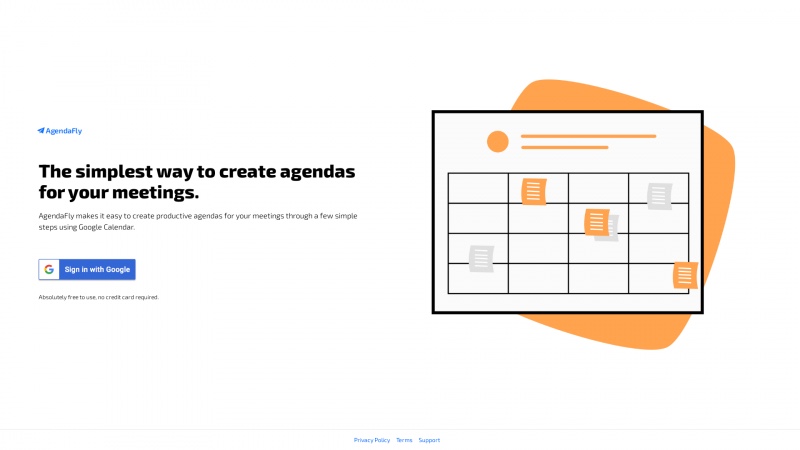 Homepage of agendafly