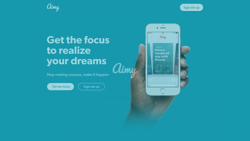 Homepage of aimyapp