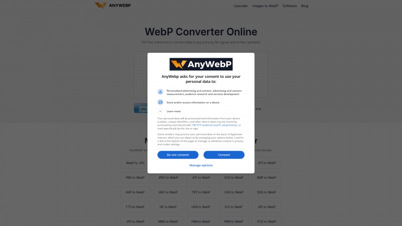 Homepage of anywebp