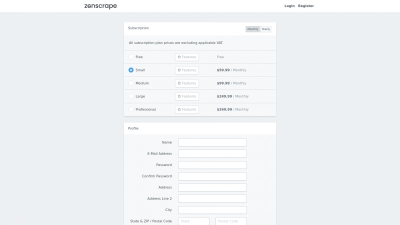 Register for Zenscrape: Create Your Account and Access Exclusive Features Homepage of zenscrape