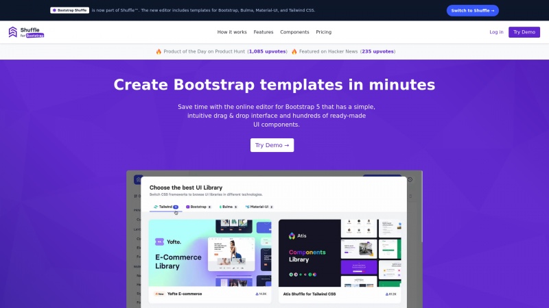 Homepage of bootstrapshuffle