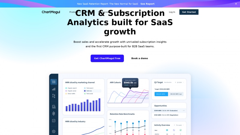 Homepage of chartmogul