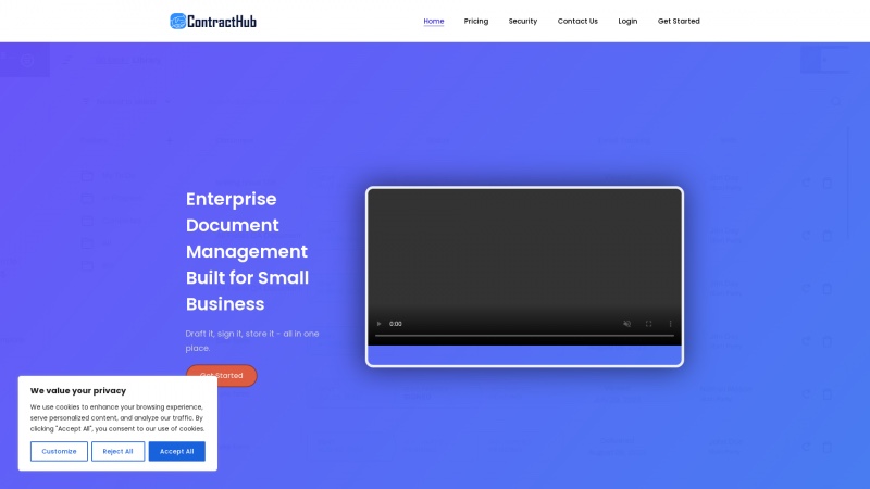 Homepage of contracthub