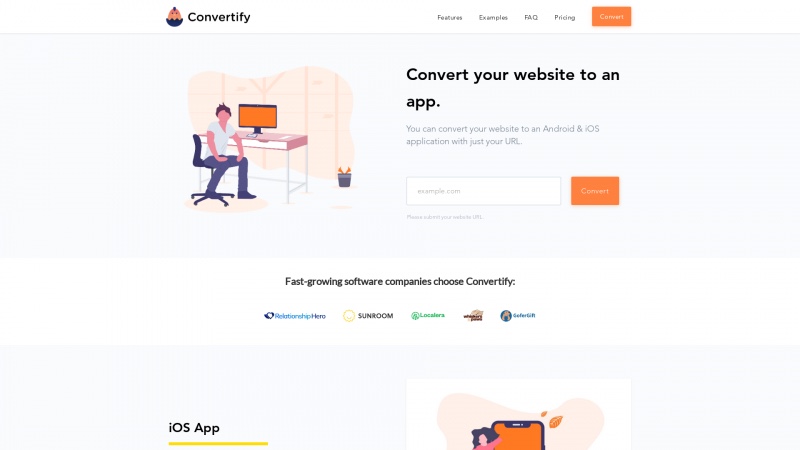 Homepage of convertify