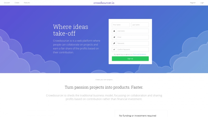 Homepage of crowdsourcer