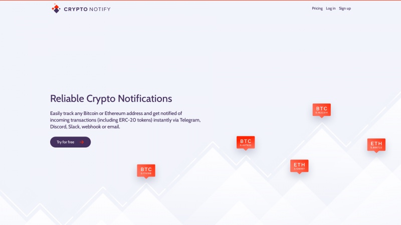 Homepage of cryptonotify