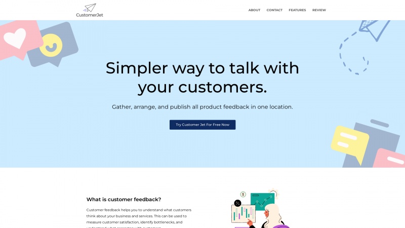 Homepage of customerjet