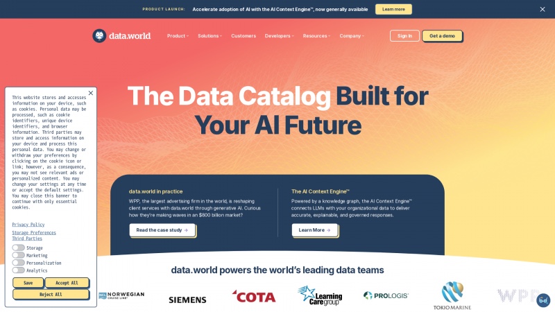 Homepage of data