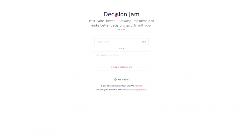 Homepage of decisionjam