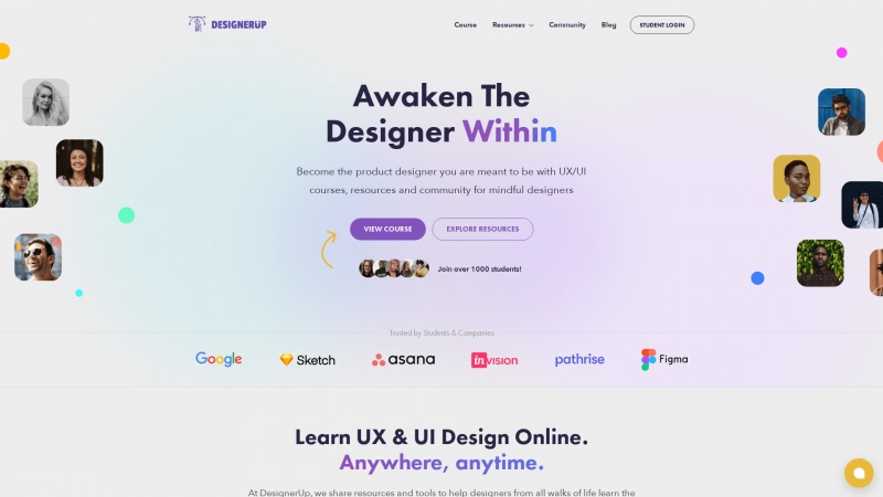 Homepage of designerup