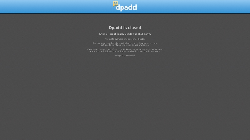 Homepage of dpadd