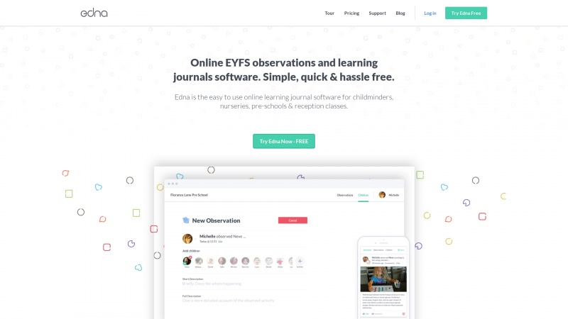 Homepage of ednaapp