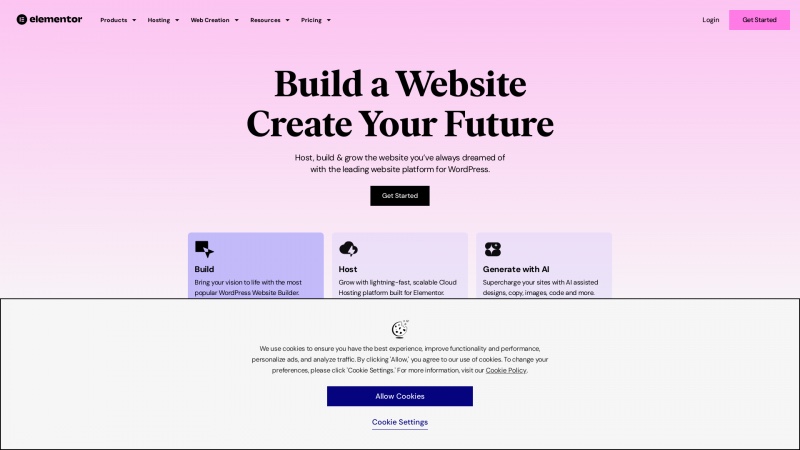 Homepage of elementor