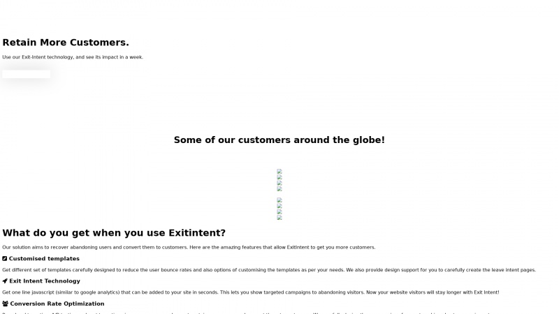 Homepage of exitintent