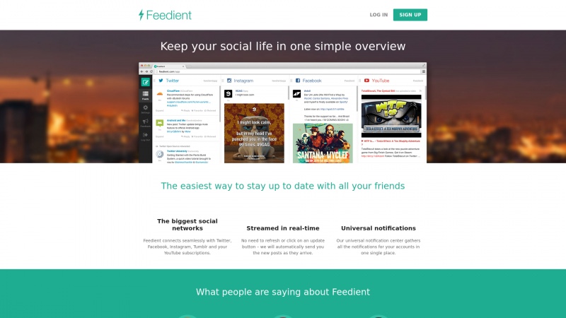 Homepage of feedient