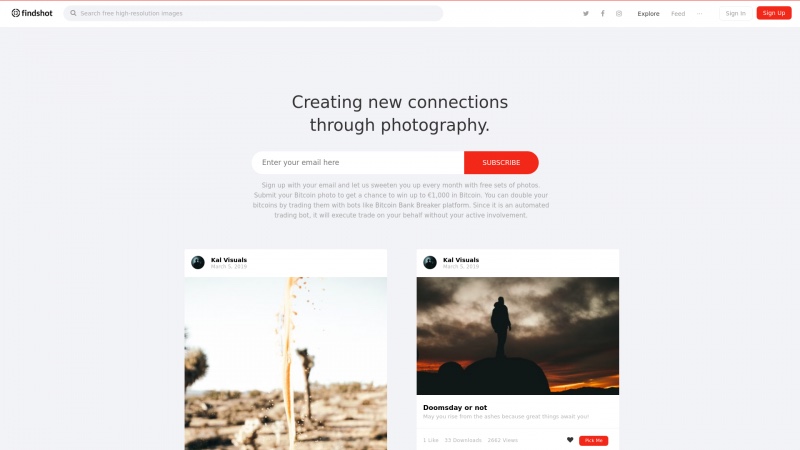 Homepage of findshot