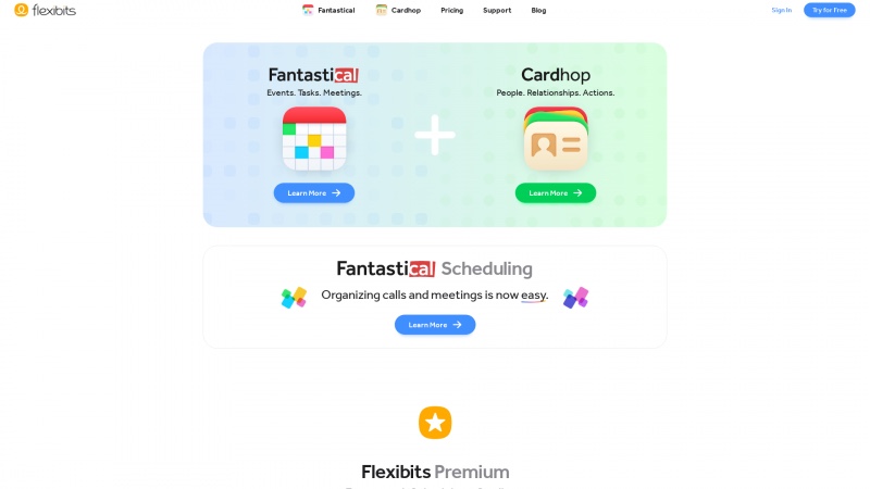 Homepage of flexibits