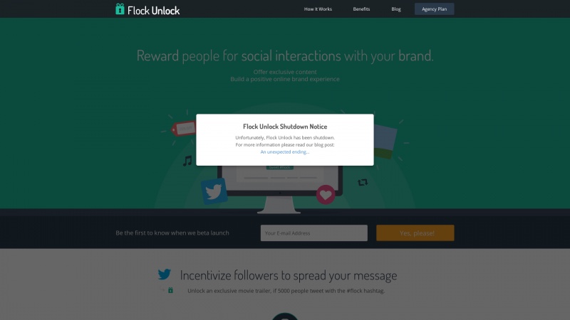 Homepage of flockunlock