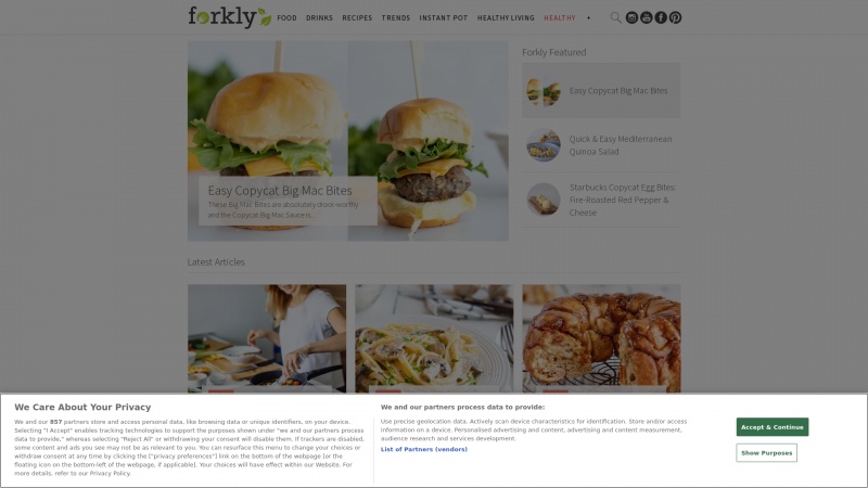 Homepage of forkly