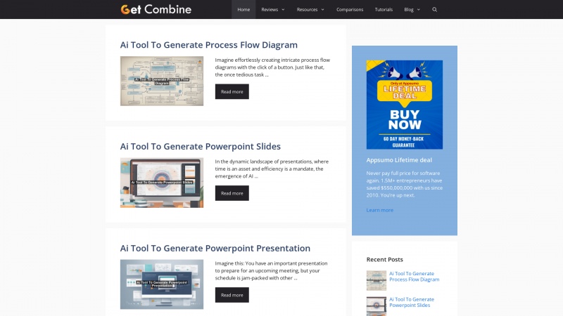 Homepage of getcombine