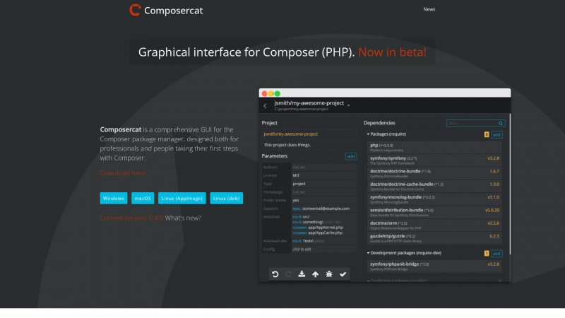 Homepage of getcomposercat