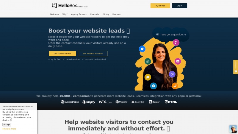 Homepage of gethellobox