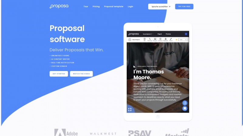 Homepage of getproposa