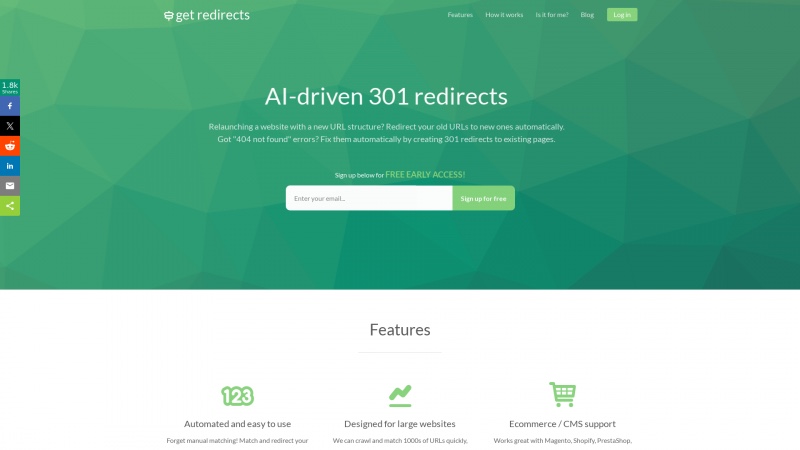 Homepage of getredirects