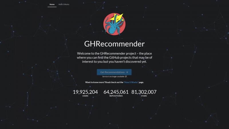 Homepage of ghrecommender