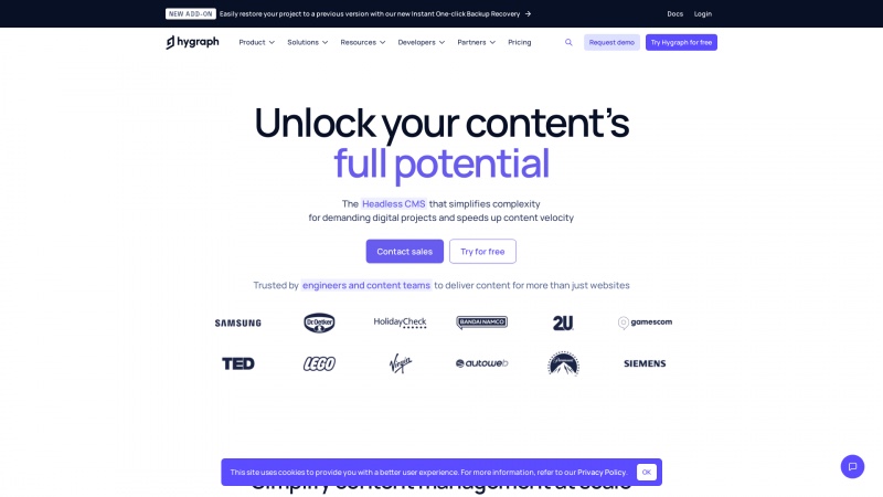 Homepage of graphcms