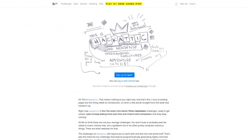 Homepage of hackattic