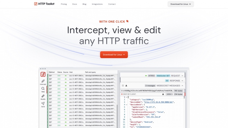 Homepage of httptoolkit