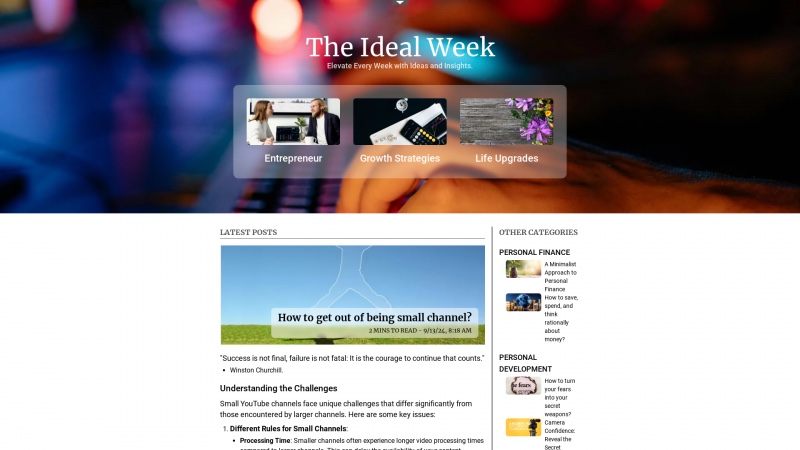 Elevate Your Life: Insights and Strategies for Entrepreneurs and Personal Growth Homepage of idealweek