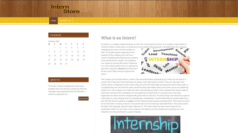 Homepage of internstore