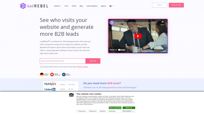 Homepage of leadrebel