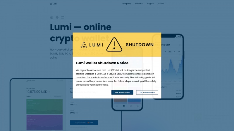 Homepage of lumiwallet