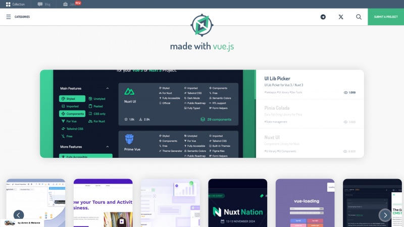 Homepage of madewithvuejs