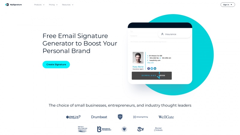 Homepage of mysignature