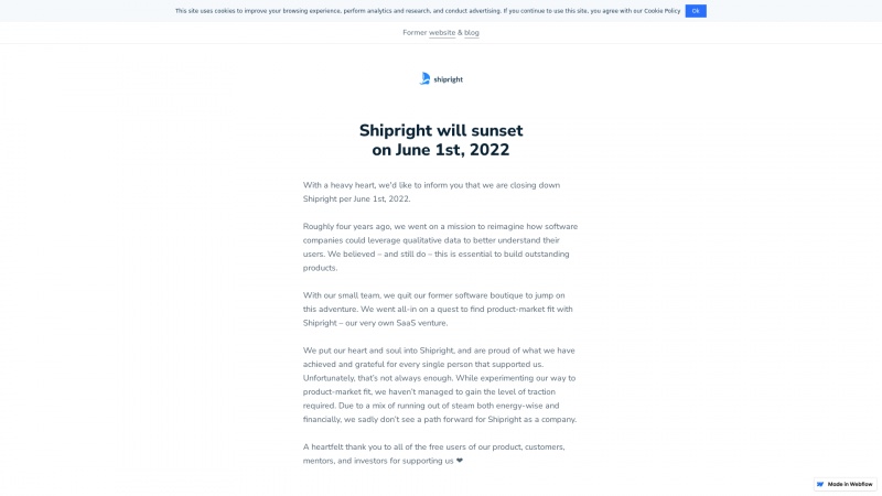 Homepage of shipright