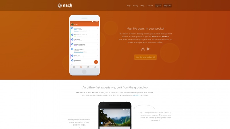 Homepage of nachapp