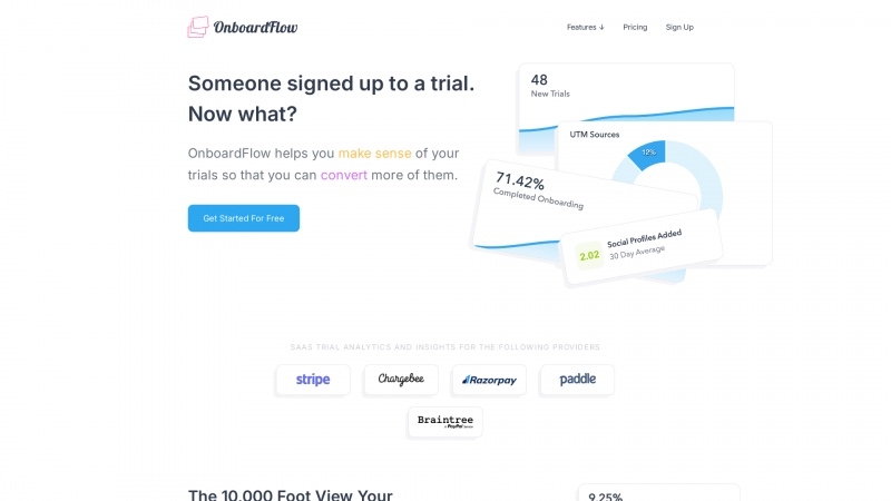 Homepage of onboardflow