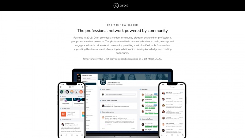 Homepage of orbitapp