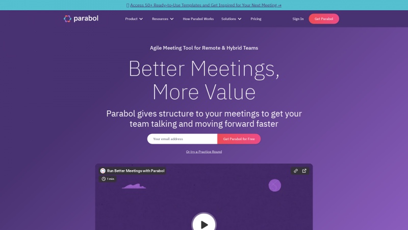 Homepage of parabol