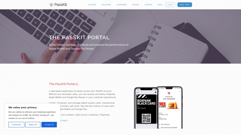 Homepage of passkit