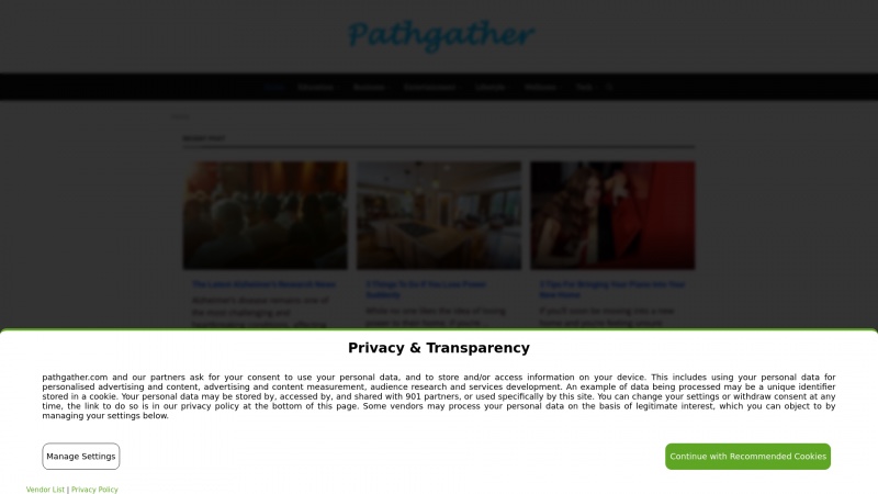 Homepage of pathgather