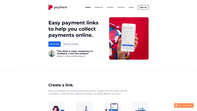 Homepage of payhere