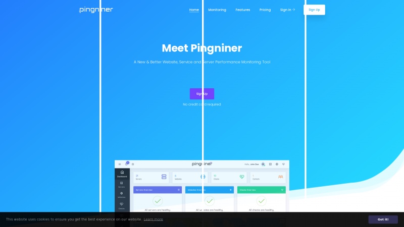 Homepage of pingniner