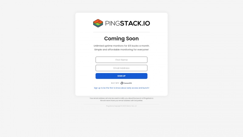 Homepage of pingstack