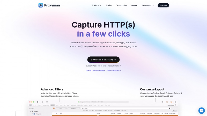 Homepage of proxyman